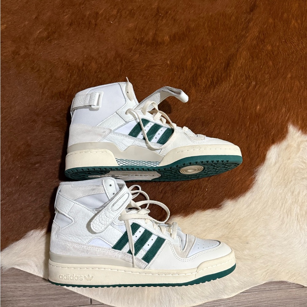Adidas Kids White and Dark Green Sneakers